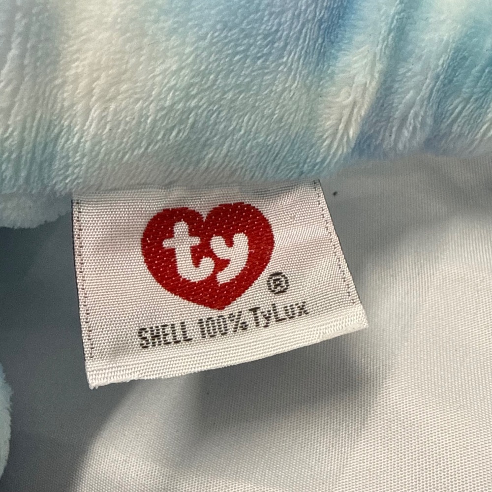 Ty Pluffies Tromps Triceratops Dinosaur Plush Blue Tie Dye Stuffed Animal 2005 - Picture 5 of 8